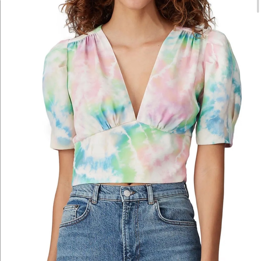 Amanda Uprichard Tie Dye Rosen V Neck Top
